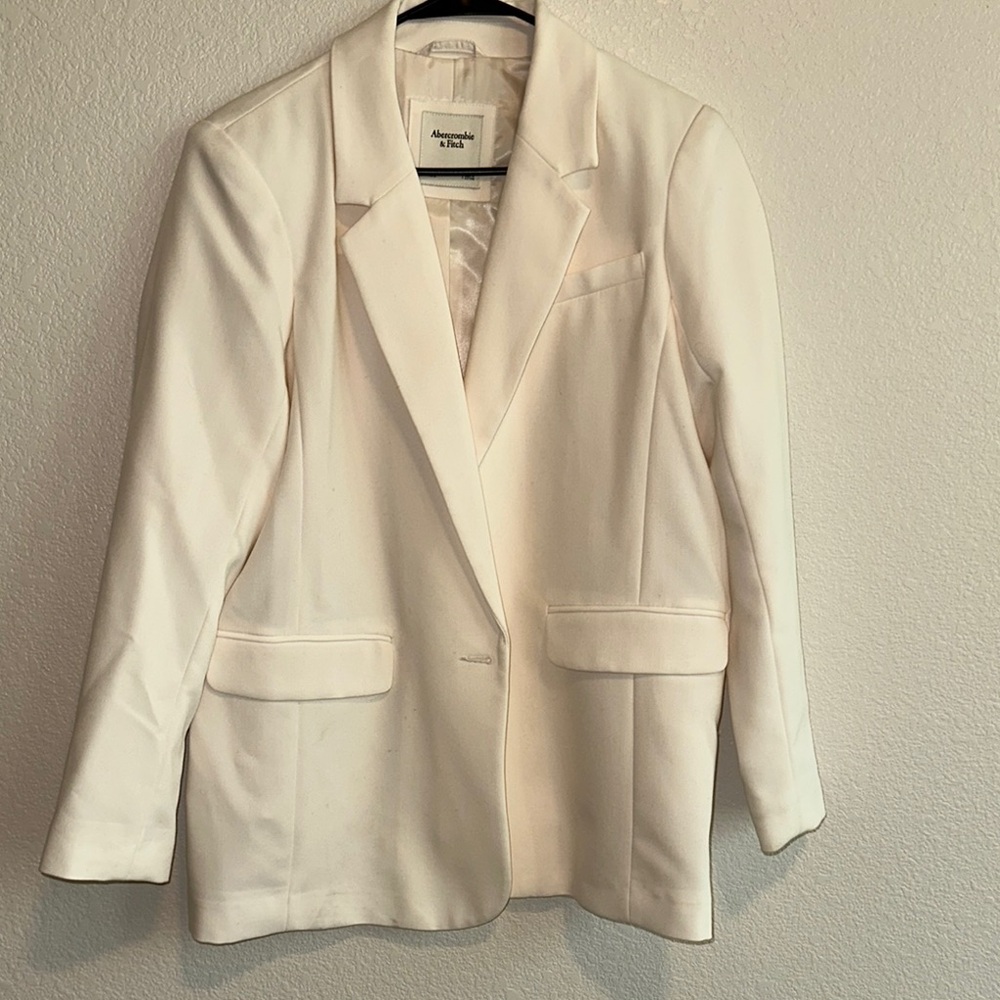 Abercrombie & Fitch Cream Blazer Oversized Notched Lapel